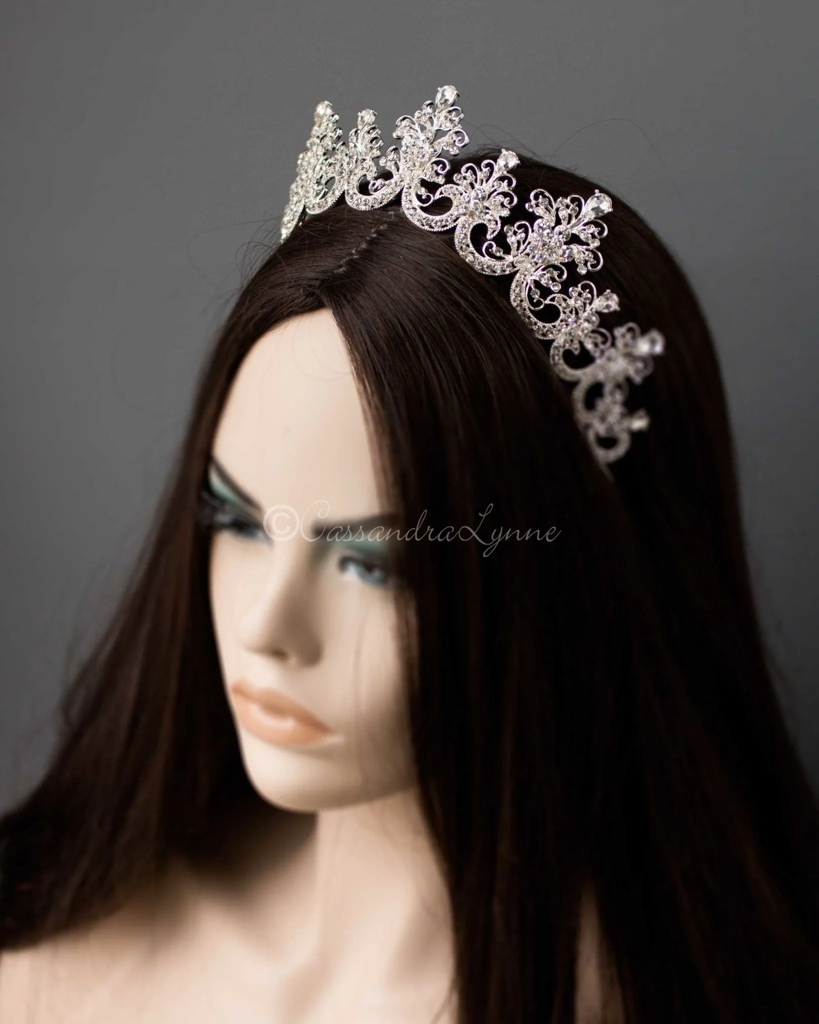 Silver Scalloped Bridal Crown