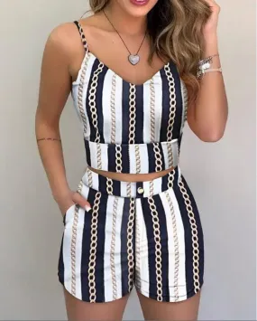 Sleeveless Print Top and Shorts Set