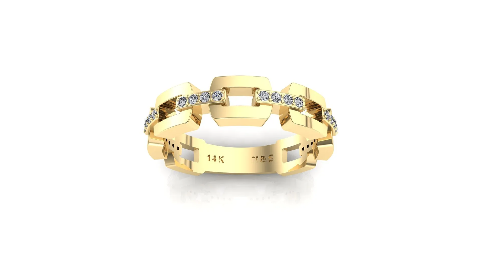 Small Link w/ Me Diamond Half Link Band 14K Gold BAN089