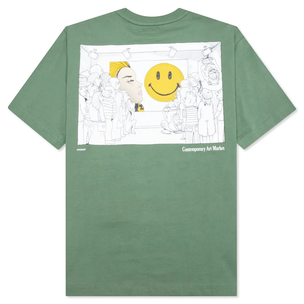 Smiley Contemporary Art T-Shirt - Sage