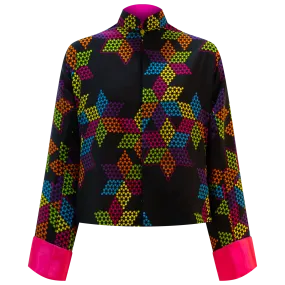 SPARKLE BY KAREN CHAN x  HK Heritage Museum【CHINESE CHECKERS】100% Silk Mini Tang Jacket / Mini Kung Fu Jacket (我們的兒時玩意) (波子棋)