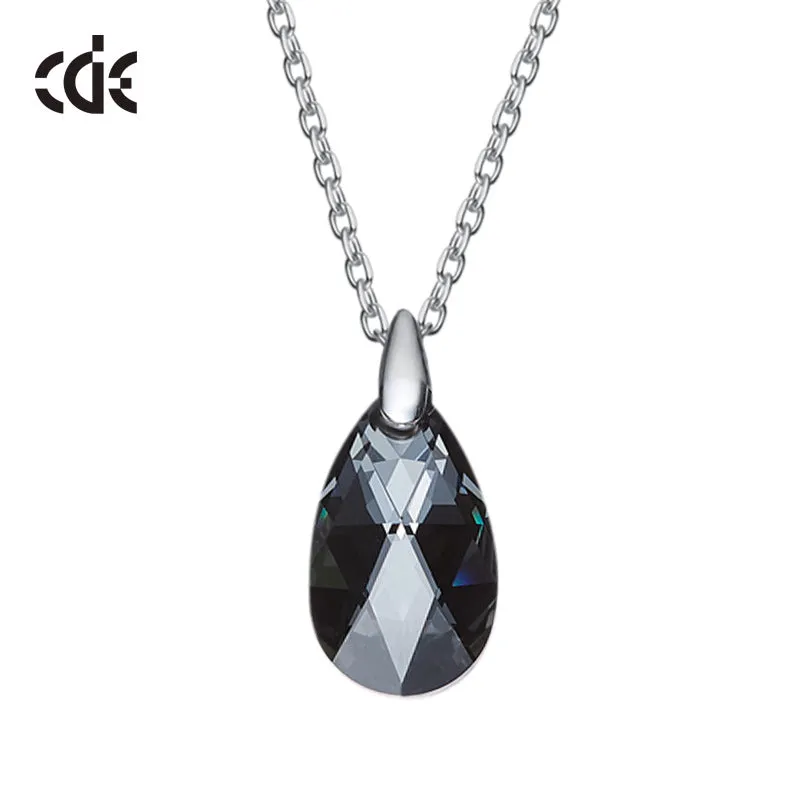 Sterling silver black diamond drop necklace