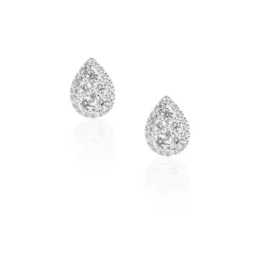 Tear Drop Diamond Stud Earrings in 14K White Gold