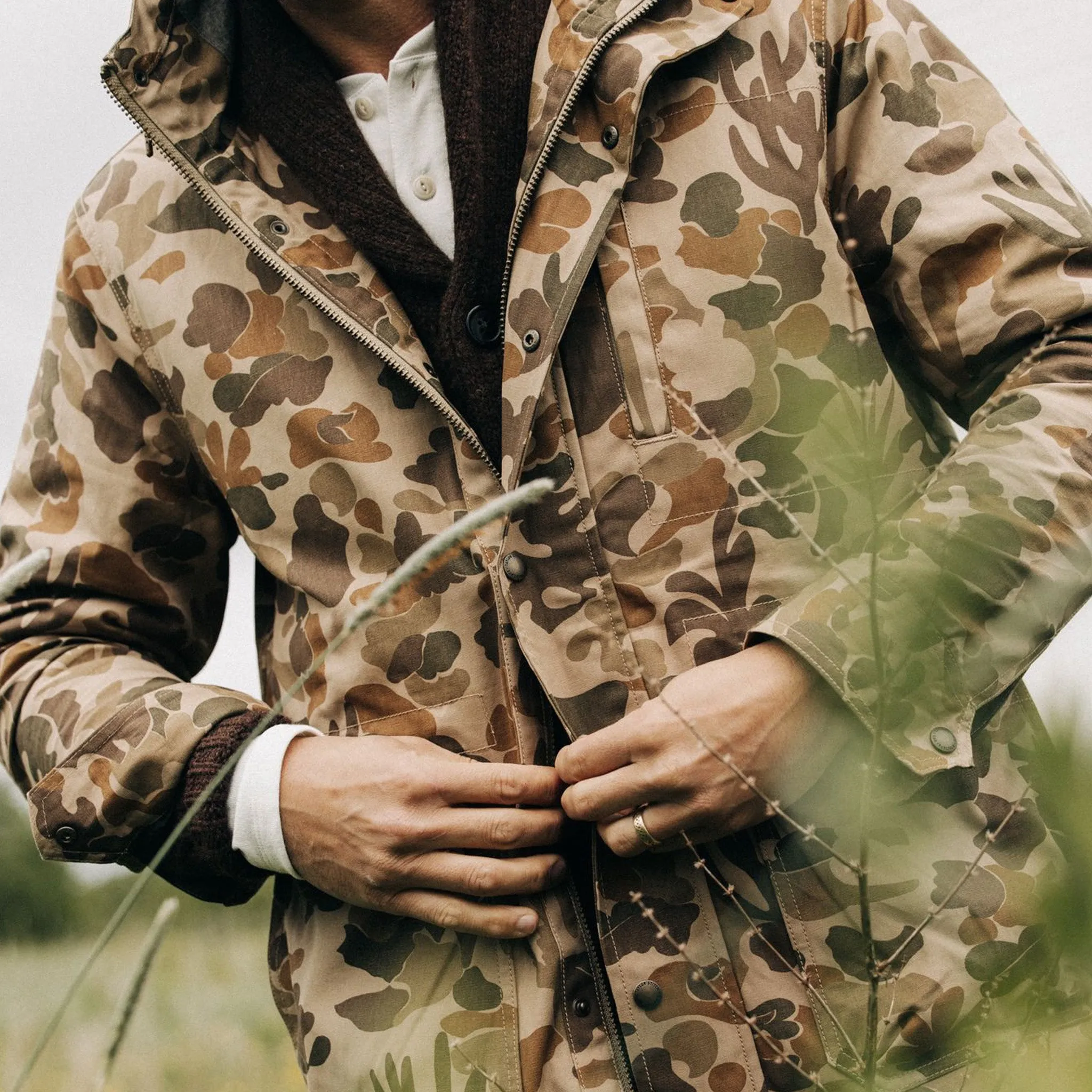 The Explorer Jacket in Vintage Arid Camo Dry Wax