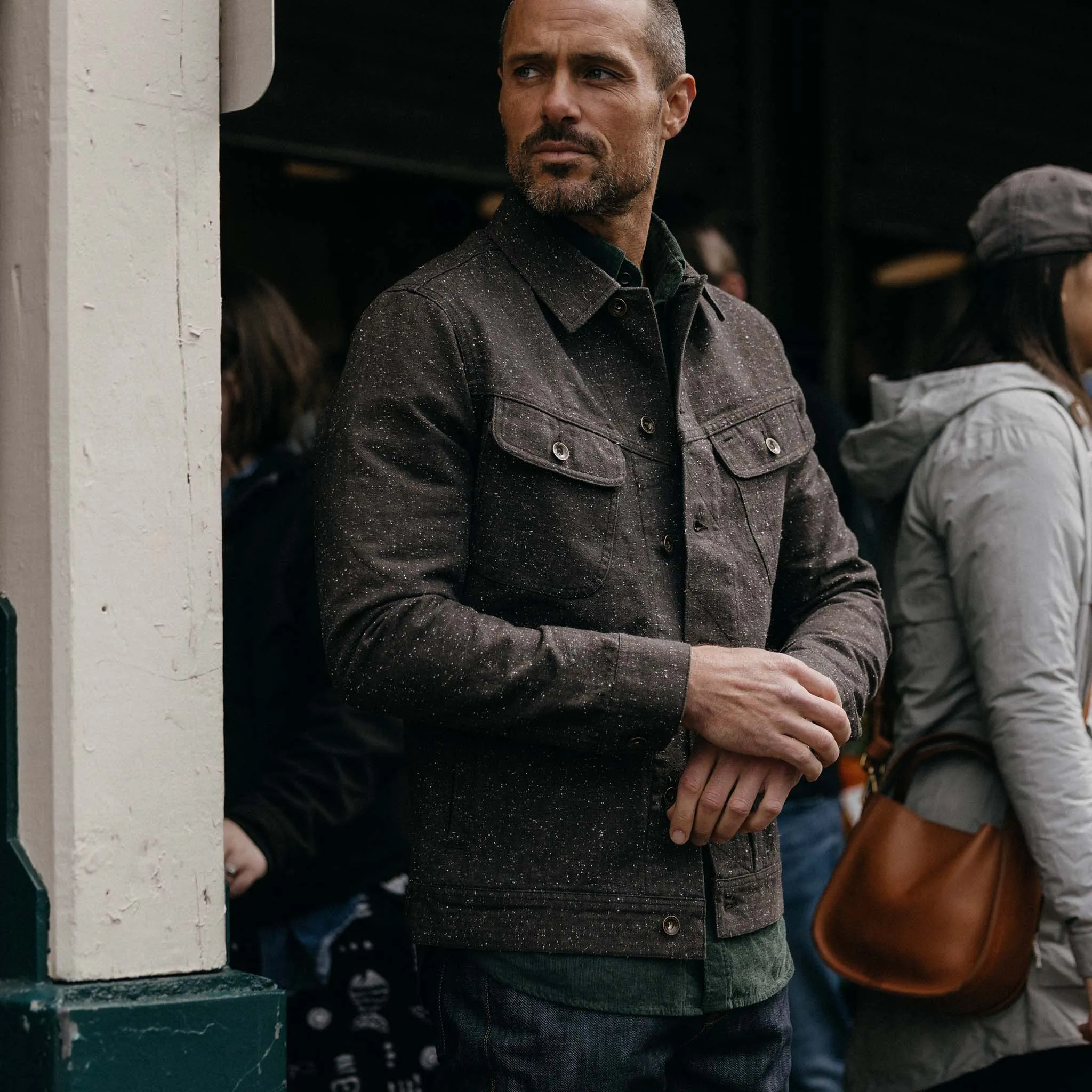 The Long Haul Jacket in Peat Nep Herringbone