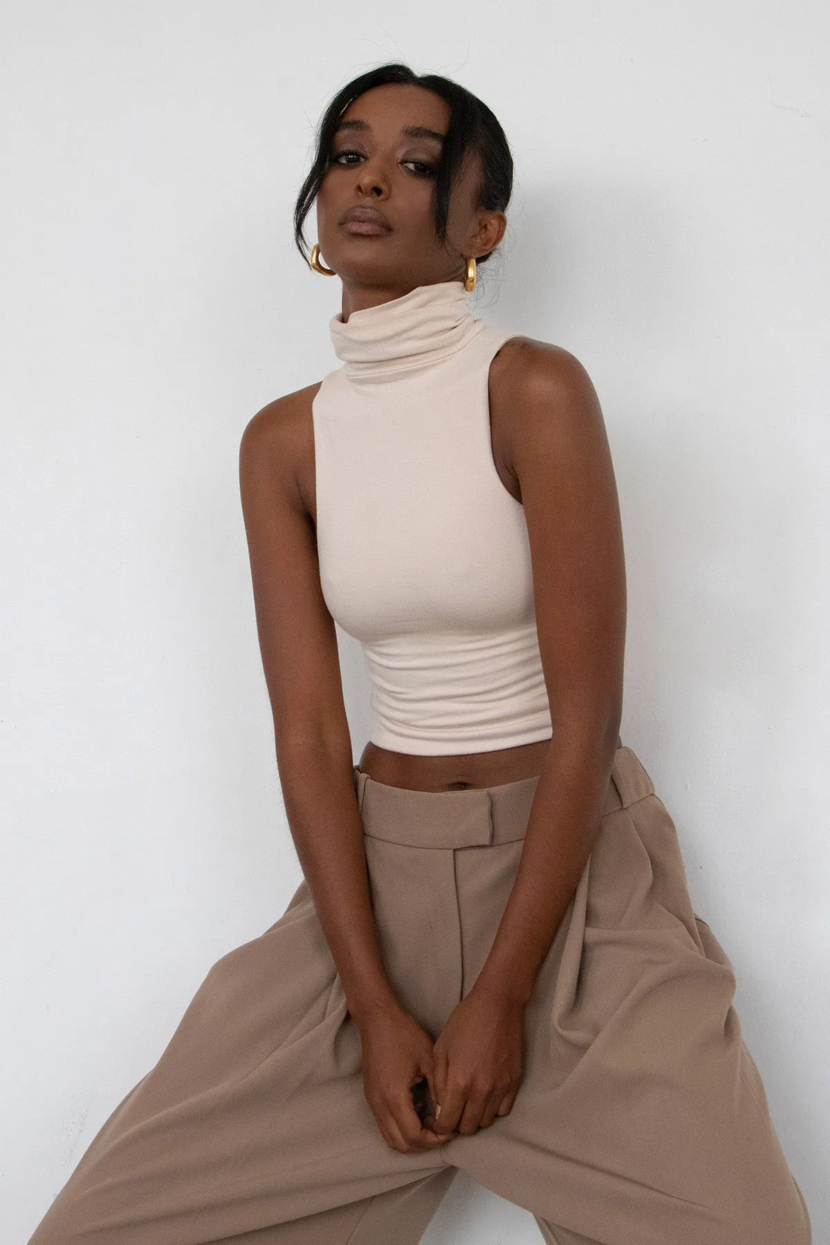 Turtleneck Sleeveless Top