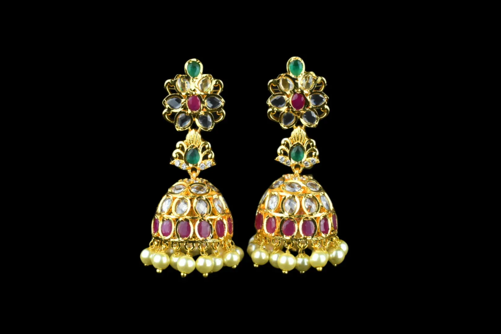 Uncut Diamond Jhumkas