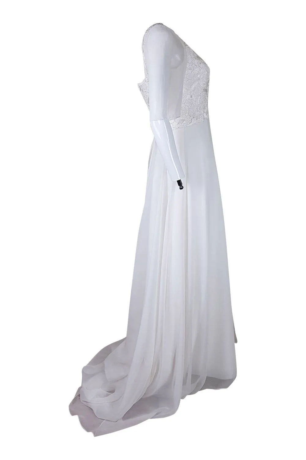 UNLABELLED Vintage Style 3/4 White Wedding Dress (S)