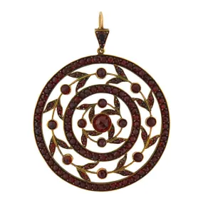 Victorian Huge Gilt & Bohemian Garnet Filigree Pendant