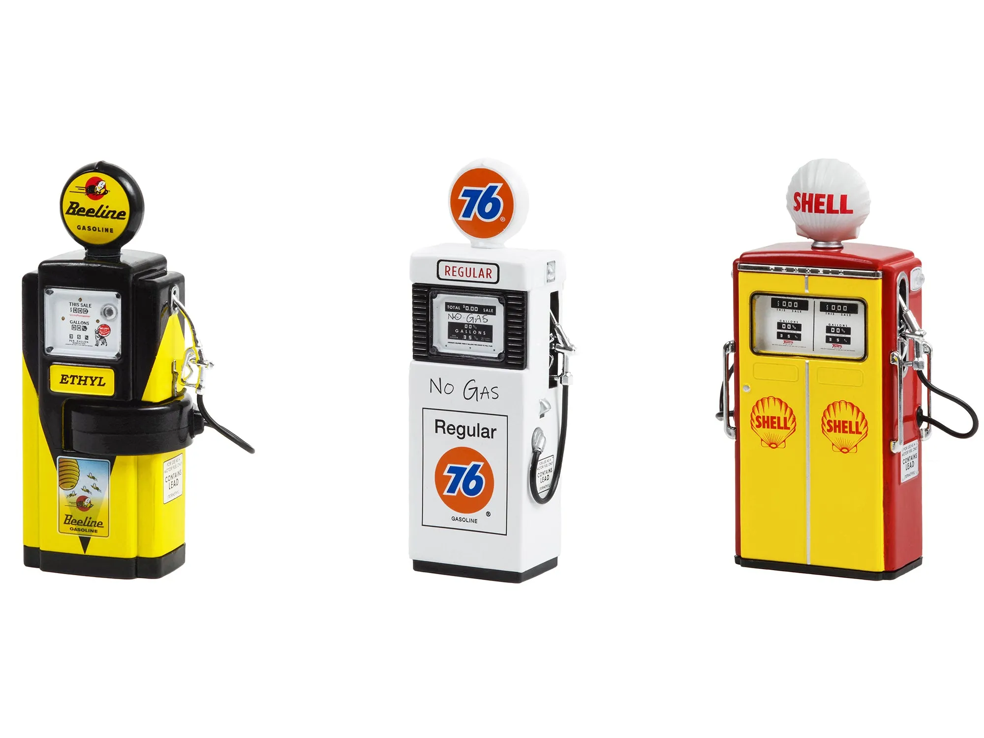 Vintage Gas Pump Set of 3 Pumps Series 12 1/18 Diecast Models by Greenlight