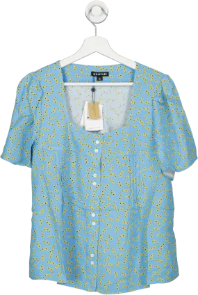 Whistles Blue Floral Square Neck Blouse BNWT UK 18