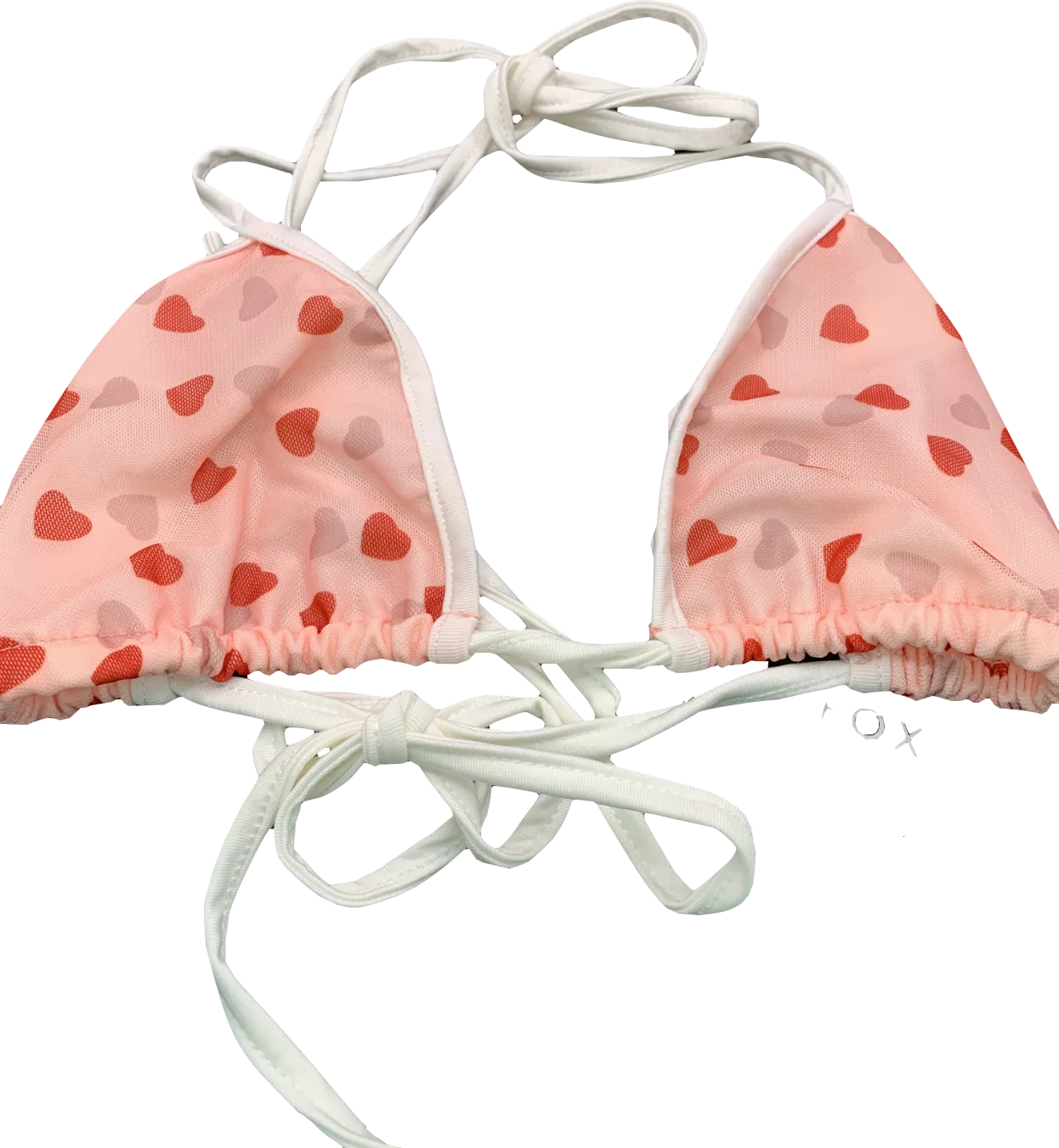 White Fox Pink Hold On Heart Mesh Bra UK S