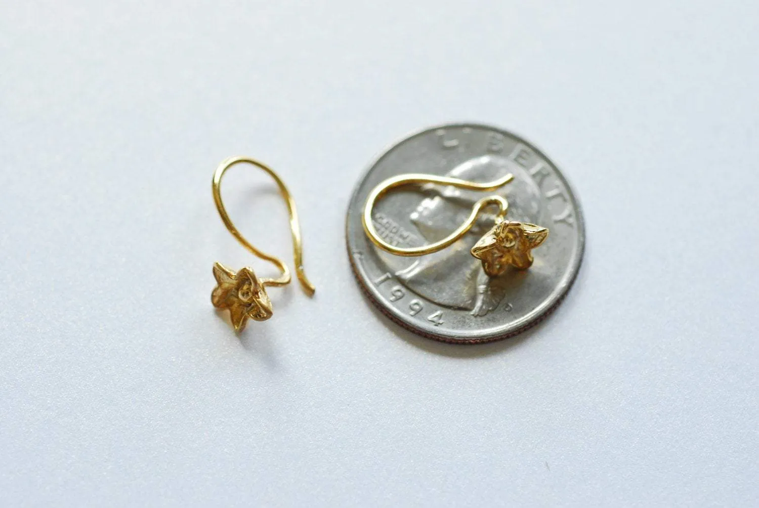 Wholesale Matte Vermeil Gold Flower Earring finding - 18k gold plated over Sterling Silver,  Gold flower earrings, Gold earring finding, Gold Earrings