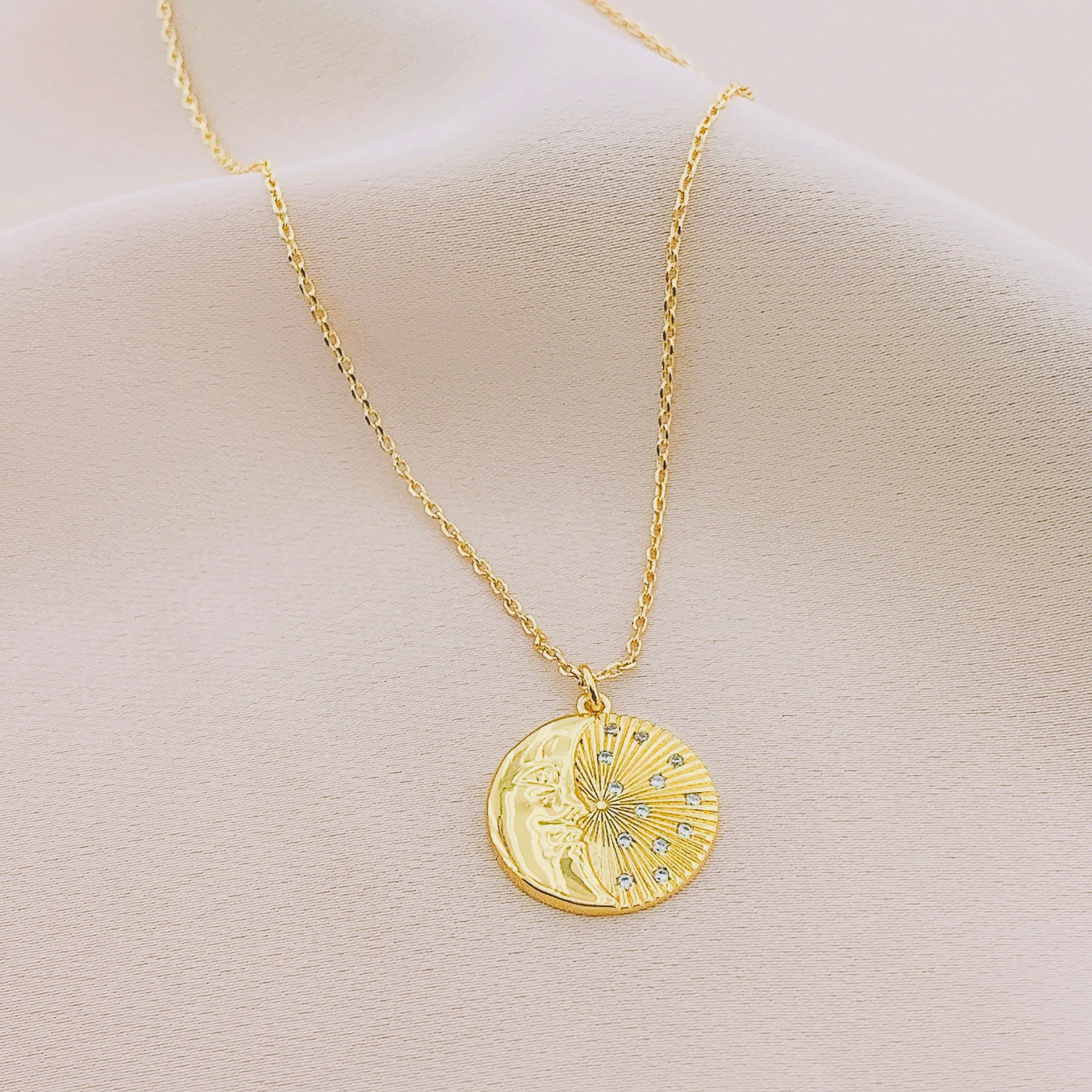 Women's CZ Crescent Moon Necklace