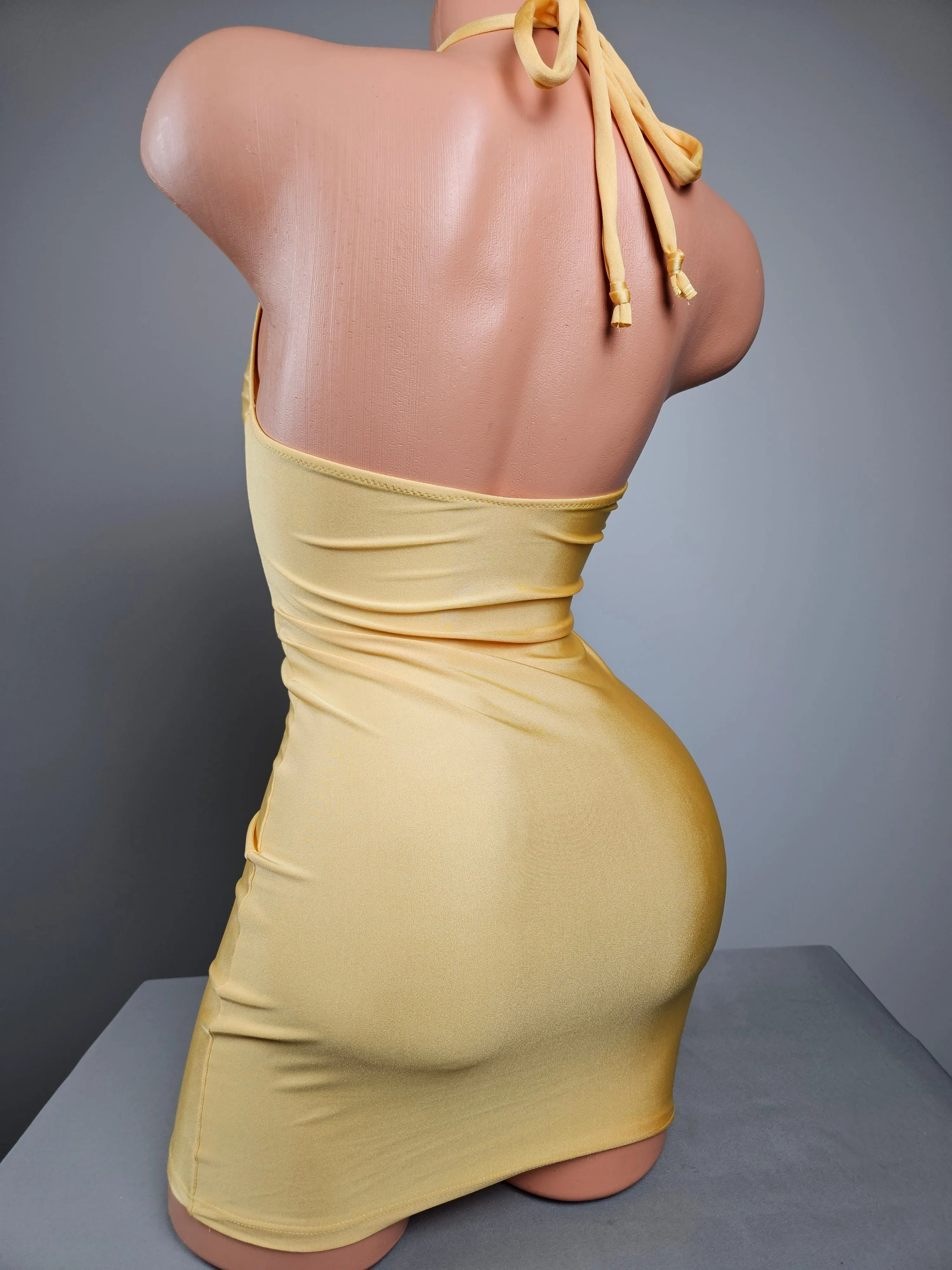 Yellow Cut Out Mini Dress